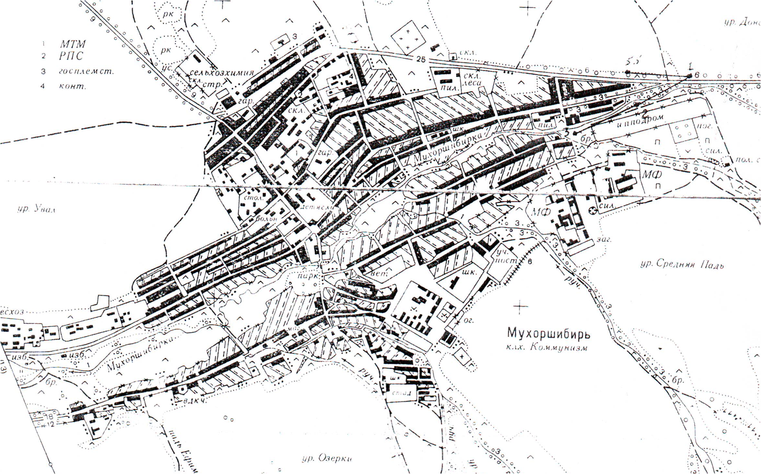 Карта села Мухоршибирь 1928 год.